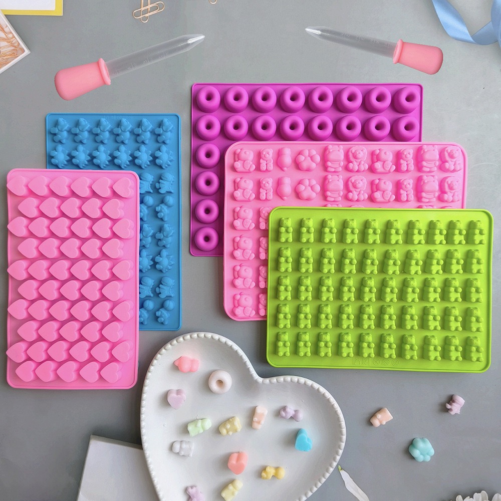 Silicone Mold Tray - 7Pcs Candy Silicone Moulds with 2