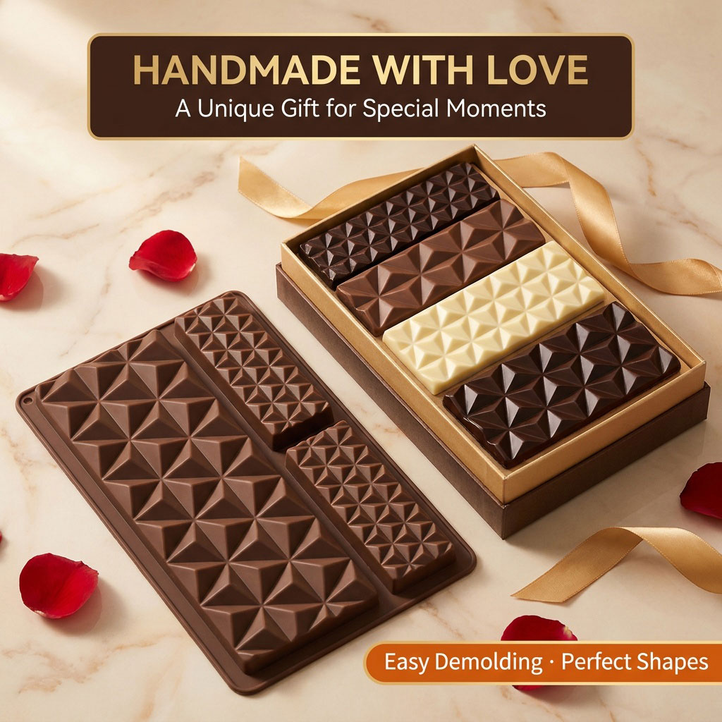 Silicone Mold Tray - 2-in-1 Silicone Chocolate Bar Mold, Reusable