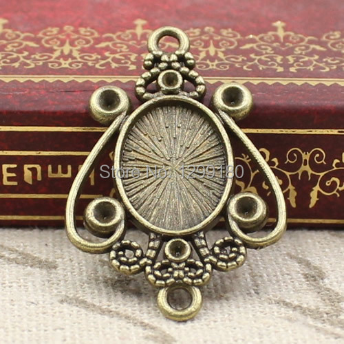 Bezels Set Pendant - 50pcs/lot Alloy Bronze Tone Cameo/Glass/Cabochon Frame