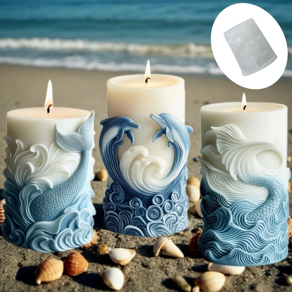 Resin Ocean Wave Mold - DIY ocean wave foam cylindrical candle