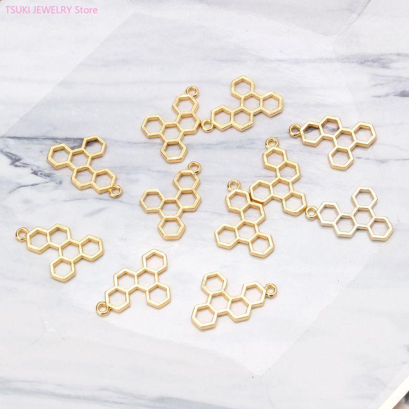 62KE 10x/Set Gold Honeycomb Bl - огляд і ціна Bezels Set Pendant