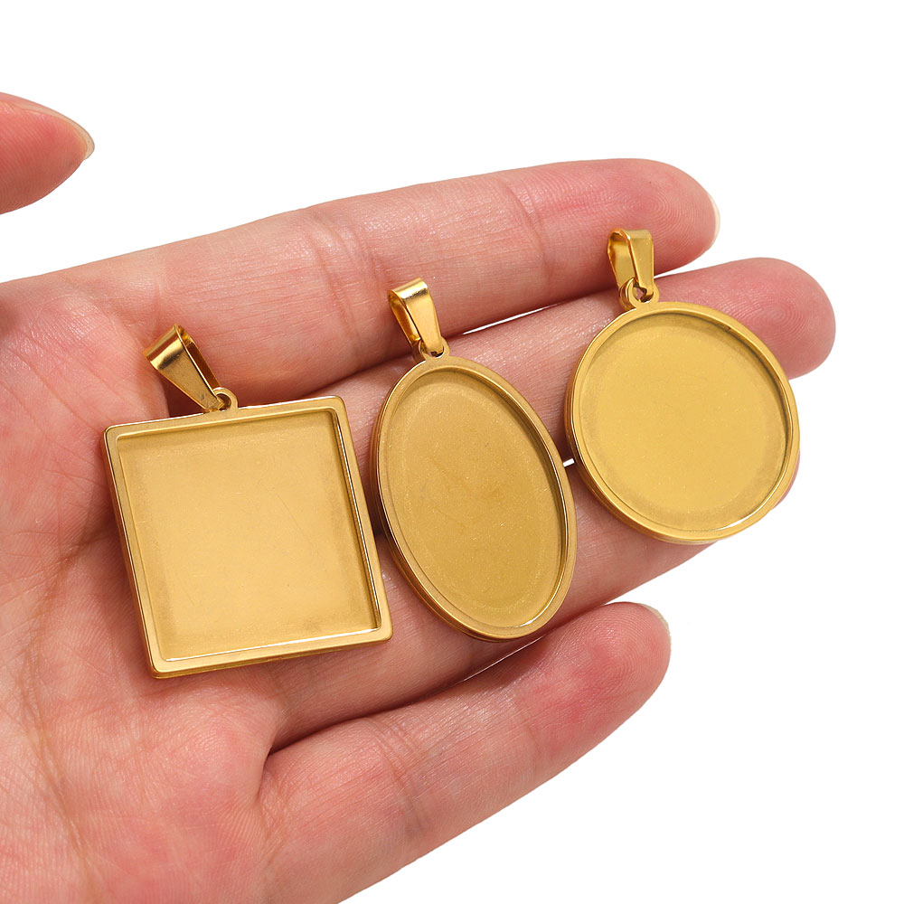 5pcs Stainless Steel Pendant C - огляд і ціна Bezels Set Pendant