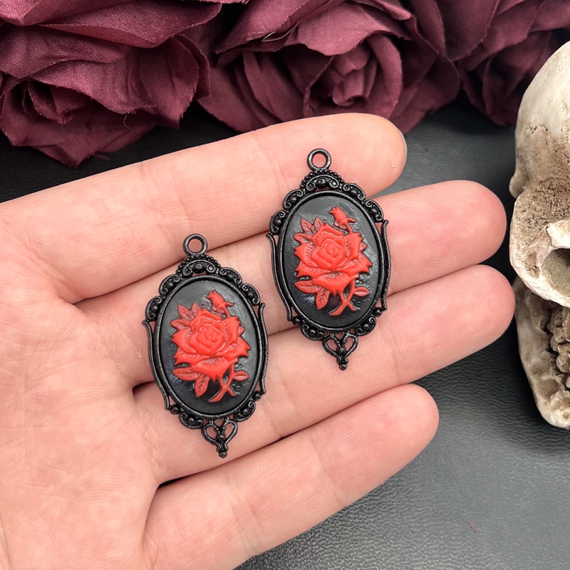 4pcs Gothic Red Rose Cameo Cha - огляд і ціна Flower Preservation Resin