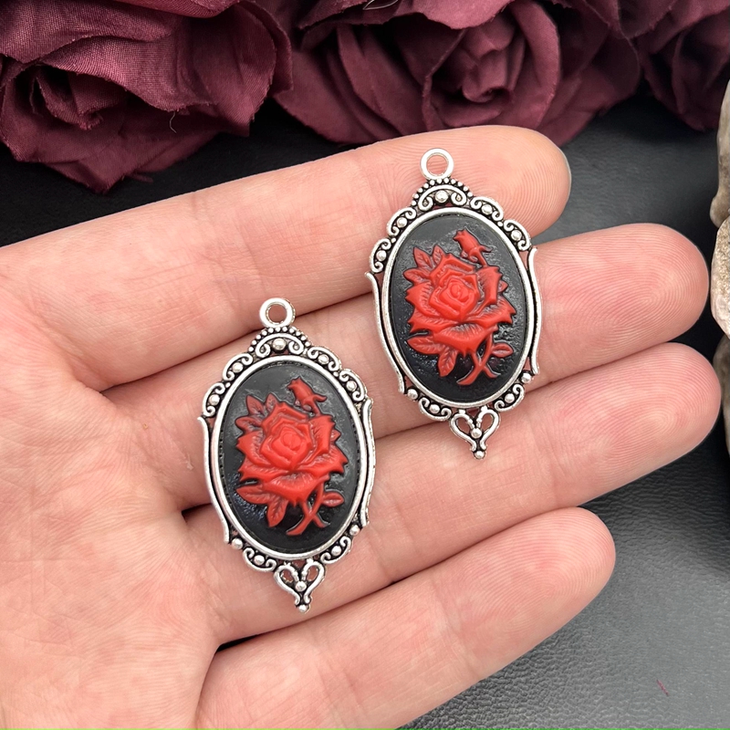 4pcs Gothic Red Rose Cameo Cha - огляд і ціна Flower Preservation Resin